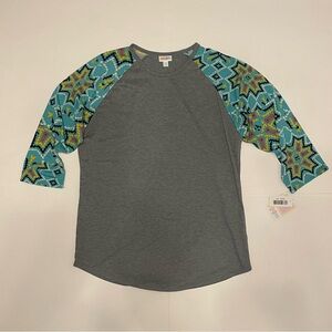 LuLaRoe Randy Shirt with Patterned Sleeves